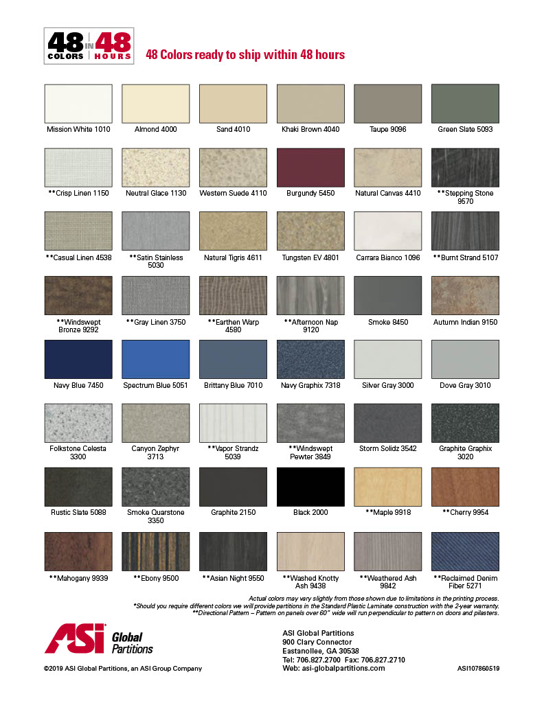 Asi Global Partitions Color Chart